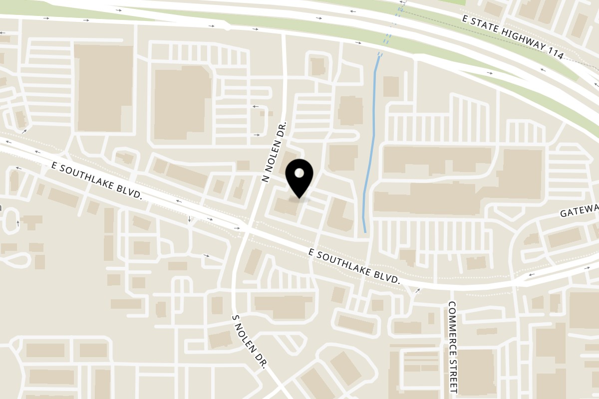 Map showing the location of Thailicious - Southlake on 2704 East Southlake Boulevard in Southlake